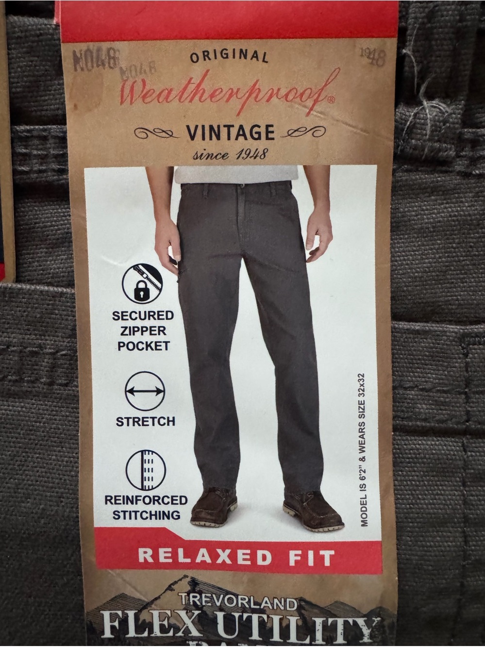 NWT- Weatherproof Vintage- mens Trevorland Flex Utility Pant- 34x32